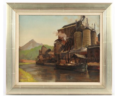 BALSINK, Hendrikus Johannes (1891-1966), "Hochofen am Fluss", Öl/Lwd., 38,5 x 46,5, unten rechts signiert, R. 