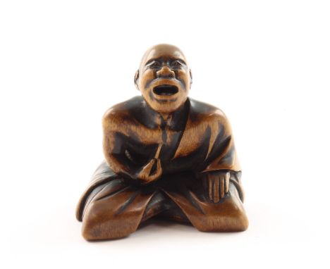 NETSUKE BERUFSNIESER, Buchsbaum, H 4,2, sign., JAPAN, 2.H.19.Jh. 
