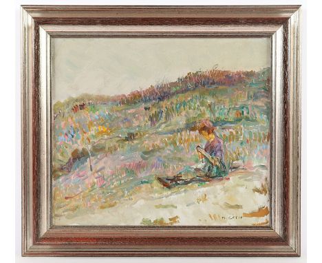 GOTH, Maurice (1873-1944), "Frau auf einer Blumenwiese", Öl/Papier, 27 x 31, unten rechts signiert, R. 
