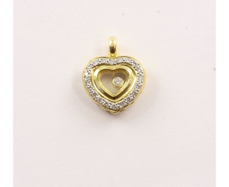 HERZANHäNGER, 750/ooo Gelbgold, Diamantsaum, in der Art der Happy Diamonds von CHOPARD, 4,2g 