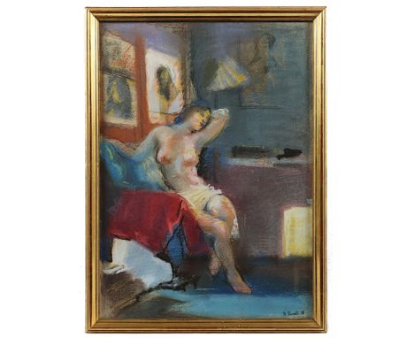 EWALD, Reinhold (1890-1964), "Frauenakt im Atelier", Pastell/Papier, 42 x 30, unten rechts signiert und datiert '58, R. 