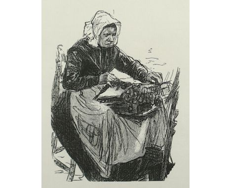 LIEBERMANN, Max, "Spitzenklöpplerin", Holzschnitt, auf Bütten, 12 x 9, 1922, Heyder, Berlin, R. 