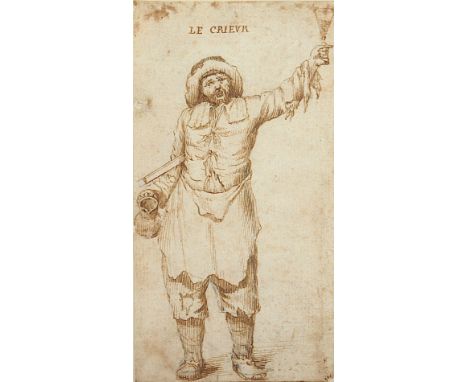 FRANZÖSISCHER ZEICHNER DES 17.JH., "Le Crieur", Sepia/Papier, 13 x 7, besch., R. 
