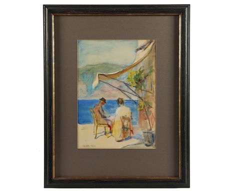 GOTH, Maurice (1873-1944), "Paar auf einer Terrasse", Mischtechnik/Papier, 33 x 23,5 (Passepartoutausschnitt), unten links mo
