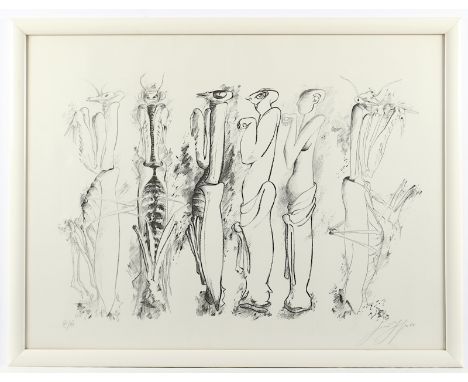 GRASS, Günther, "o.T.", Original-Lithografie, 48 x 70, nummeriert XII/XV, handsigniert und datiert '81, R. 