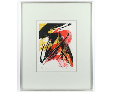GÖTZ, Karl Otto, "Kreisel, Original-Farblithografie, 30 x 24, nummeriert 76/90, handsigniert und datiert 1994, R. 