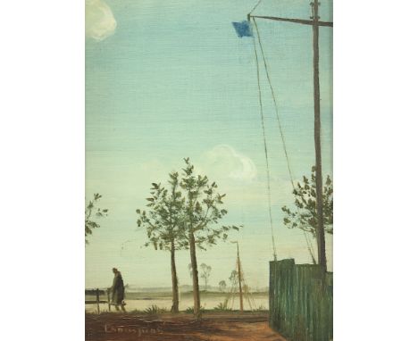 CHAMPION, Theo (1887-1952), "Uferlandschaft", Öl/Lwd., 19 x 14,5, auf Holz aufgezogen, unten links signiert, R. 