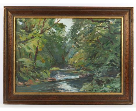 HOUBEN, Heinrich (1885-1967), "Waldstück", Öl/Holz, 44,5 x 63, unten rechts signiert, R. 