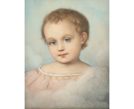 ELLENRIEDER, Marie (1791-1863), "Bildnis eines Kindes - Allegorie der Unschuld", Mischtechnik/Papier, 36 x 30, verso signiert