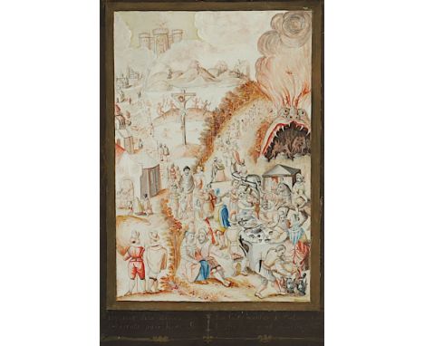 FRANZÖSISCHER ZEICHNER DES 17.JH., "Der Weg der Tugend und der Weg des Lasters", Mischtechnik/Karton, 24 x 16,5, besch., R. 