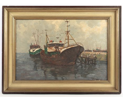 CREMER, Paul (1923-2002), "Schiffe im Hafen von Ijmuiden", Öl/Hartfaser, 40 x 60, besch., unten rechts signiert, R. 