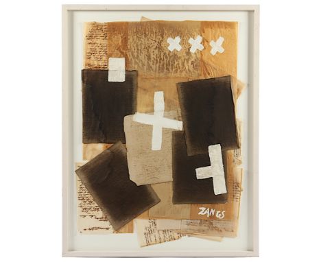 ZANGS, Herbert, "o.T., Papiercollage, übermalt, 88 x 70, unten rechts signiert, R. 