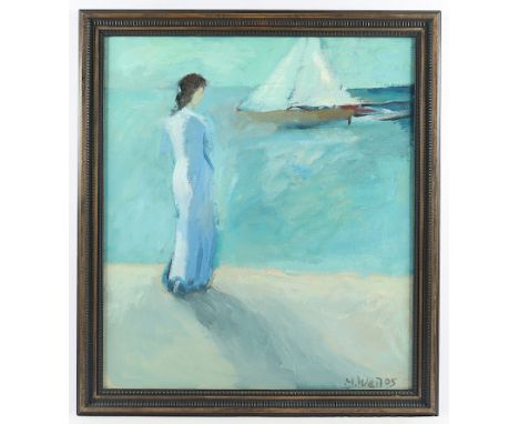 WEIL, Manfred (*1920), "Frau am Meer", Öl/Hartfaser, 85 x 73, unten rechts signiert und datiert '05, R. 