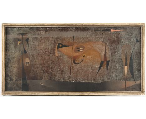 JAENISCH, Hans (1907-1989), "Lamm Gottes", Öl/Lwd., 30 x 59, unten rechts monogrammiert "Jae", verso alter Aufkleber mit Anga