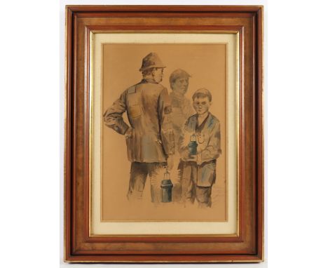 AQUARELLIST M.20.JH., "Die drei Lebensalter eines Bergmanns", Aquarell/Papier, 46 x 33 (Passepartoutausschnitt), unten rechts