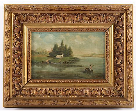 MIPAS, I (Maler E.19.Jh.), "Flusslandschaft mit Angler", Öl/Lwd., 16 x 24,5, unten rechts signiert und "1895" datiert, R. 