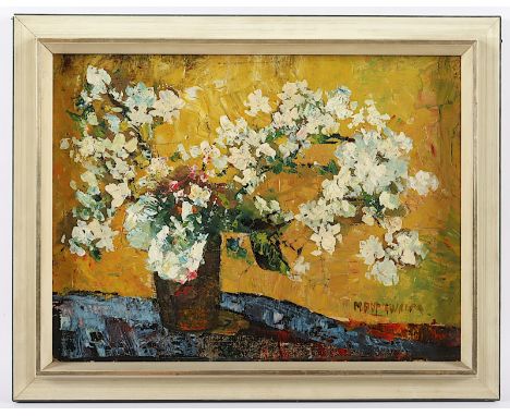 AUFMWASSER, Hans (Kölner Maler 1.H.20.Jh.), "Stilleben mit Kirschblüten", Öl/Malkarton, 31 x 42, unten rechts signiert, R. 