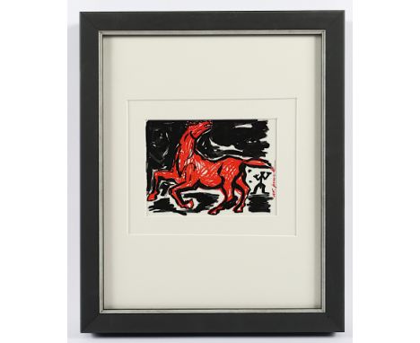 PENCK, A.R., "Pferd bei Gewitter", Multiple (Kunstpostkarte in Farboffset/Karton), 10 x 14, 1994, signiert, R. 