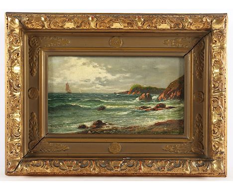 MALER UM 1900, "Felsige Küste", Öl/Lwd., 18,5 x 31,5, unten links unleserlich signiert, R. 