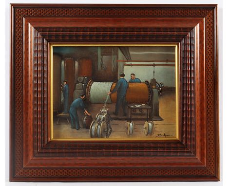 BROLSMA, Johannes Hessel (1909-1990), "In der Drahtzieherei", Öl/Platte, 18 x 24, unten rechts signiert, R. 