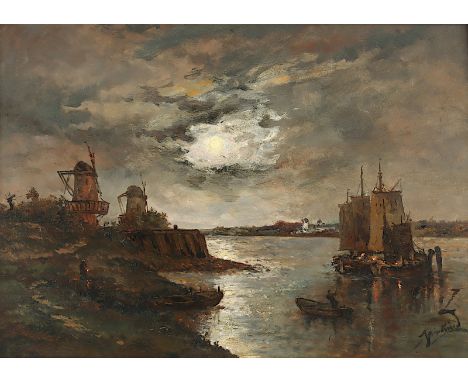 JONGKIND, Johan-Barthold (1819-1891), in der Art des, "Nachtstück", Öl/Holz, 50 x 70, unten rechts bez. "Jongkind", R. 
