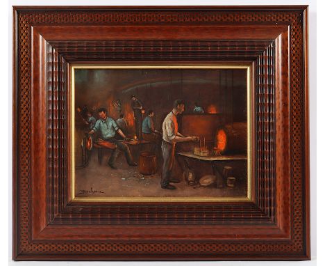 BROLSMA, Johannes Hessel (1909-1990), "In der Gießerei", Öl/Platte, 18 x 24, unten links signiert, R. 
