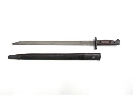 A British 1907 pattern bayonet by Wilkinson, hilt marked OTC, AMP, 234 and scabbard marked 234, Parkerised blade