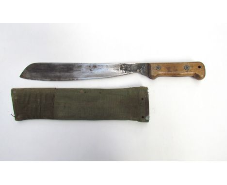 A British Army Golok machete by Elwell, blade and scabbard both dated 1956 (Flook plate 259)