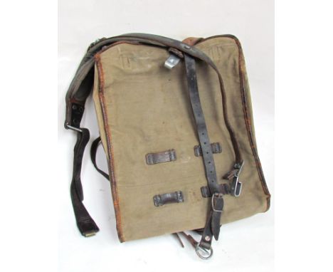 Two WWII German army backpacks, both with correct straps, different patterns, one unit marked and with set of German combat Y