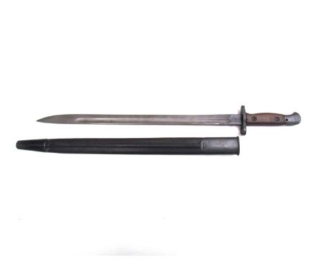 A WWI British 1907 pattern bayonet by Sanderson, dated 3 16, with 1907 pattern Mk. II scabbard