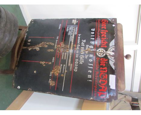 A WWII German political movement enamel sign, 77.5 x 65cm