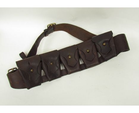 A South African Police leather ammunition belt marked S.A.P. 91