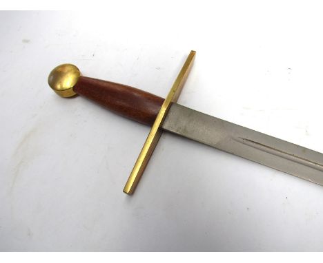 A cross-hilted investiture sword by Wilkinson, dated 1969, brass cross-guard and pommel, mahogany grip