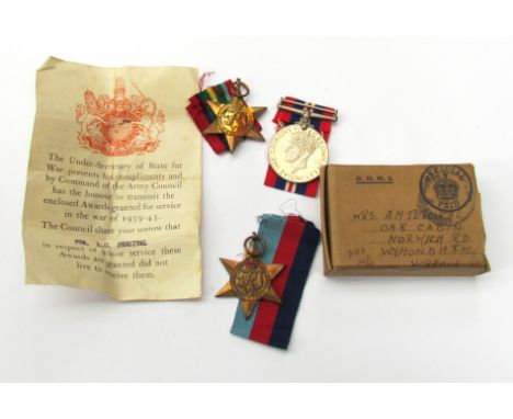 A WWII casualty group of medal to LEONARD CHARLES PERCIVAL from Wymondham, of the 4th Bn Royal Norfolk Regiment who died betw