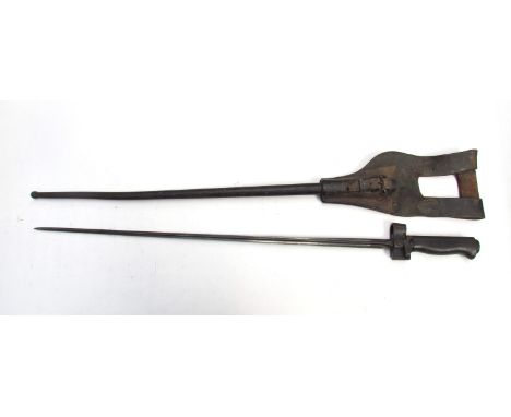 A French epeé cruciform bayonet with scabbard and frog