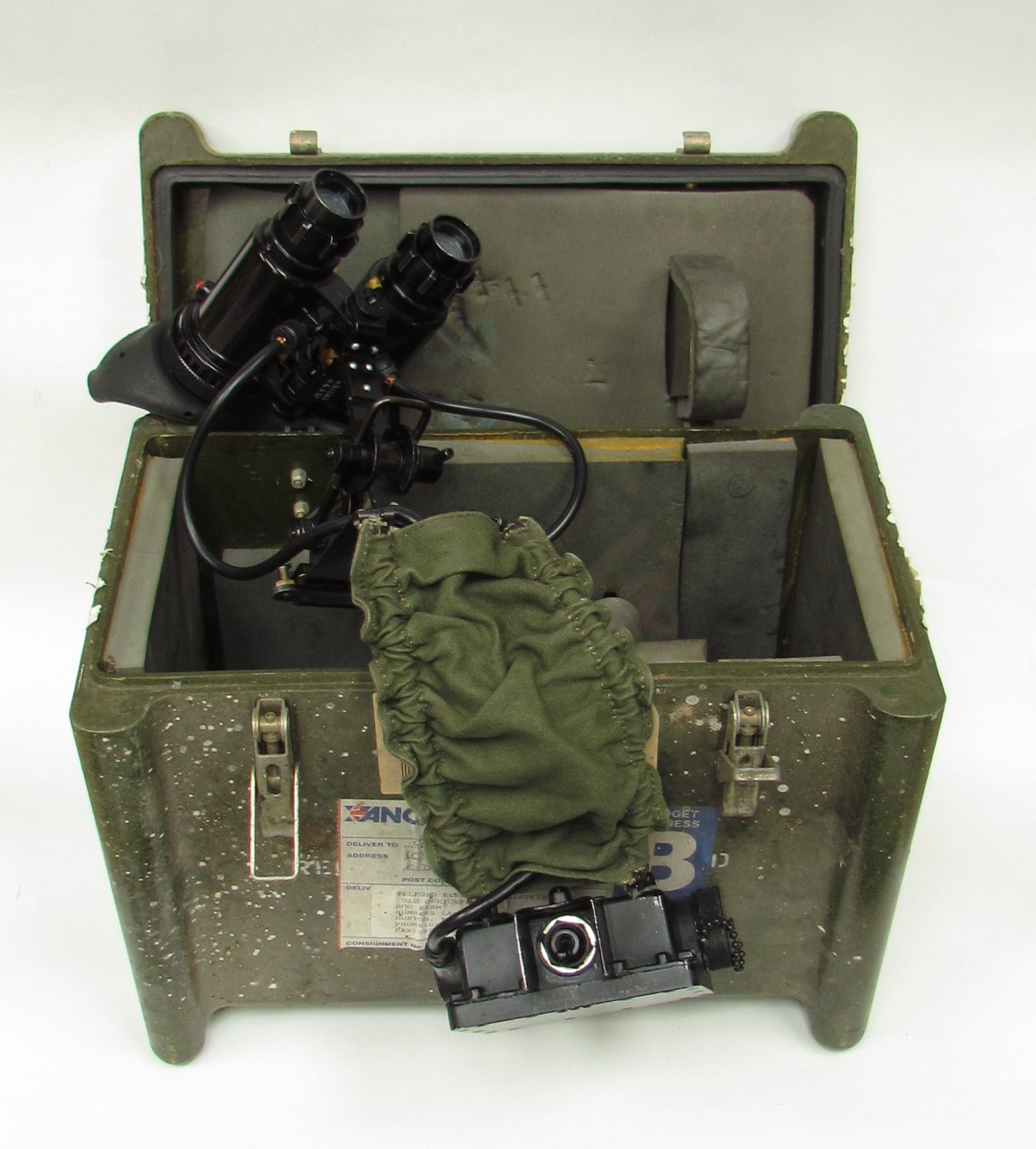 A British military pair of night vision binoculars by B&S Ltd., marked