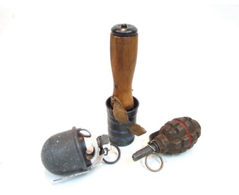 A Hungarian stick grenade, a Norwegian smoke grenade and a pineapple grenade (3)