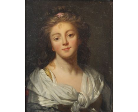 In the Manner of MARIE-GENEVIEVE BOULIARD (1763-1825) French, A Portrait of the Artist, oil on panel, framed. 20 x 26 cm.