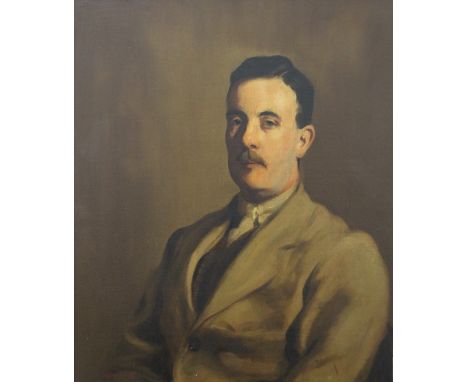 A Portrait of Walter Mervyn Bennett Newcomb, oil on canvas, signed NEWHAM, framed. 49 x 60 cm.