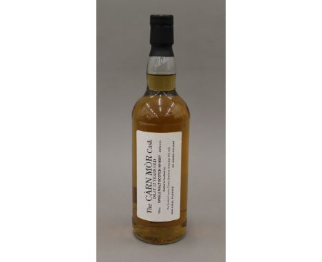 A bottle of 'The Carn Mor Cask' Islay 12 Year Old Single Malt Scotch Whisky.
