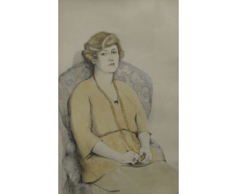 I G NEVILL, A Portrait of a Seated Lady, pencil and watercolour, signed and dated 1921, framed and glazed. 31 x 46.5 cm.
