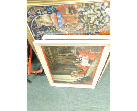 A tapestry, and various prints, frames, etc. (a quantity)  