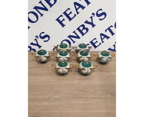 A SET OF 8 ARDLEIGH ELLIOT HEIRLOOM PORCELAIN LIDDED MUSIC VASES PLAYING TUNES SUCH AS TAI YU TAN CHUN YING CHUN ETC