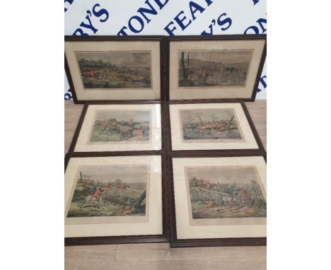 SET OF 6 HUNTING PRINTS IN FRAMES FROM AROUND 1920S/30S