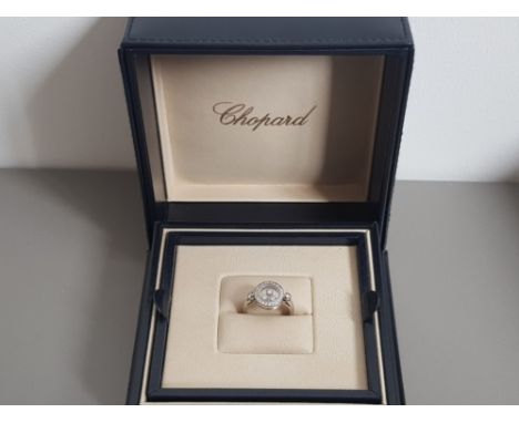 18CT WHITE GOLD CHOPARD FLOATING DIAMOND RING, APPROXIMATELY  .39CT, 5.9G SIZE L