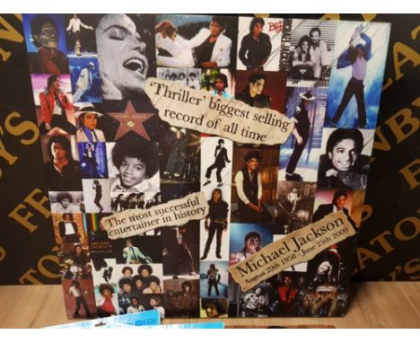 MICHAEL JACKSON MEMORABILIA TO INCLUDE UNUSED WEMBLEY TICKET 1997 STAMPS 3D POSTERS X4 CANVAS PRINT PROMO CD FOR HIS LAST SON