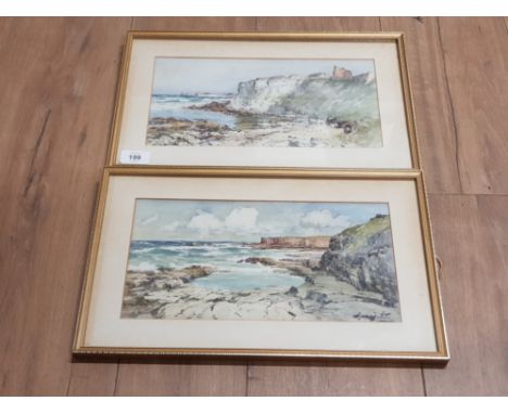 A PAIR OF WATERCOLOURS BY THOMAS SWIFT HUTTON (1875-1936) ST GEORGE'S BAY TYNEMOUTH AND TABLE ROCKS SWIMMING POOL WHITLEY BAY