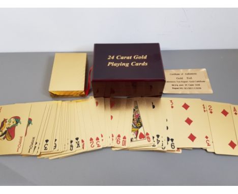 LUXURIOUS 24K GOLD FOIL PLAYING CARD SET WITH CERTIFICATE AND WOODEN GIFT BOX