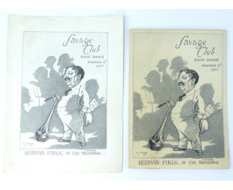 G.L. Stampa (George Lorraine), British, 1875-1951, portrait of Herman Finck (composer), a menu design for the Savage Club din
