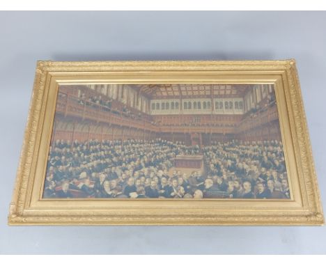 After Fredrick Sargent (19th century British) House of Commons 1882, lithograph, 55x 93cm, together with key index (2)